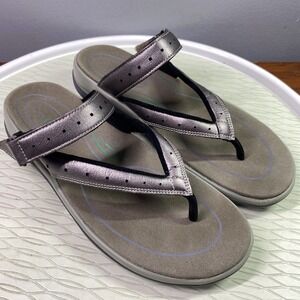 OrthoFeet Womens Gaya Sandals Flip Flops Metallic Thong Flats Slip-On‎ Sz.9B